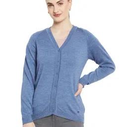 Monte Carlo Blue Wool Open Front Cardigan-91