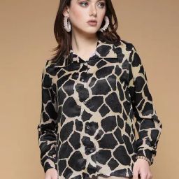 SELVIA Black & Beige Printed Shirt-image-54