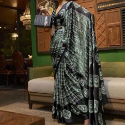 Saree Mall Black & Green Printed Saree With Blouse-image-94