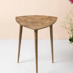 Nestroots Solid Gold Aluminium 3 Leg Coffee Table - Set of 2-image-49