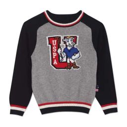 U.S. Polo Assn. Kids Blue & Grey Cotton Color Block Full Sleeves Sweater-image-36