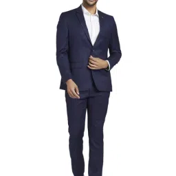 Parx Blue Regular Fit Checks Two Piece Suit-image-14