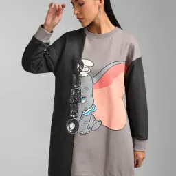 Kazo Dumbo Disney Printed Sequin Color Block Sweat Dress-image-10