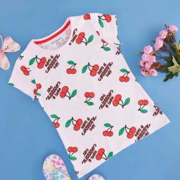 Pantaloons Junior Kids White & Peach Cotton Graphic Tops & Tees-image-64