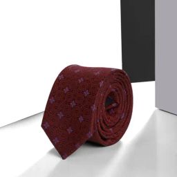 Louis Philippe Maroon Printed Tie-image-51
