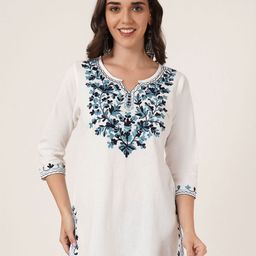 Brownverse Women Floral Embroidered Cotton Top-image-93