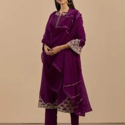 Priya Chaudhary Purple Preet Embroidered Chanderi Silk Kurta-picture-19