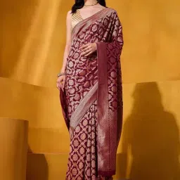 Taneira Red Woven Saree With Unstitched Blouse-image-72