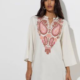 Utsa by Westside Cream Paisley Embroidered Tunic-image-39