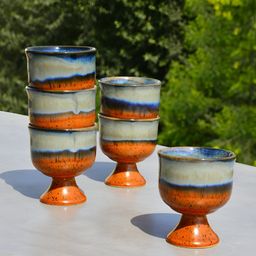 StyleMyWay Set Of 6 Blue & Orange Printed Ice Cream Cups image 2