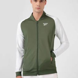 Reebok Green & White Regular Fit Colour Block Sports Jacket-35