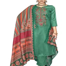 DRAVINAM Trends Floral Embroidered Thread Work Pashmina Unstitched Dress Material-image-41