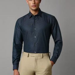 Louis Philippe Navy Regular Fit Checks Shirt-picture-2