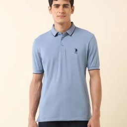 U.S. Polo Assn. Blue Cotton Slim Fit Polo T-Shirt-image-68