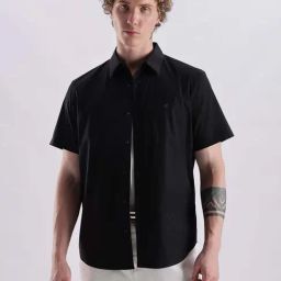 CALVIN KLEIN Black Solid Regular Fit Cotton Shirt-picture-24
