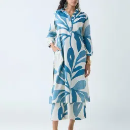 Utsa by Westside Blue Leaf Printed A-Line Kurta-picture-10