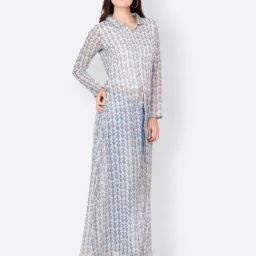 Scorpius White & Blue Printed Long Top-image-57