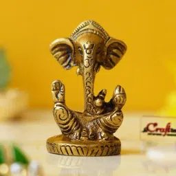 eCraftIndia Golden Brass Blessing Lord Ganesha Idol-image-36