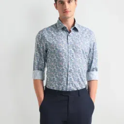 Arrow Blue Cotton Regular Fit Printed Shirt-picture-24