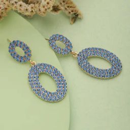 Aatmana Blue & Gold-Plated Geometric Drop Earrings for Women & Girls-36