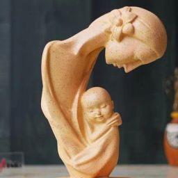eCraftIndia Multicolor Polyresin  Mother with Child Sculpture Human Showpiece-image-93
