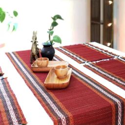 Peepul Tree Ruby Red Madur Grass Dining Table Mats - Set of 6-14