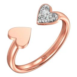 Joyalukkas 18k (750) Purity Rose Gold Timeless Twin Heart Diamond Ring-image-18