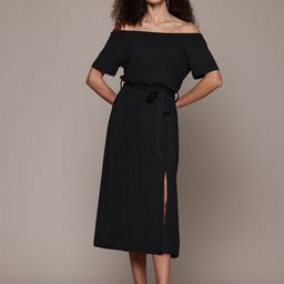 bebe Future Glam Off-Shoulder A-Line Midi Dress-image-37