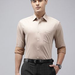 Arrow Manhattan Slim Fit Self Design Textured Pure Cotton Formal Shirt-image-58