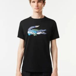 Lacoste Black Cotton Regular Fit Printed T-Shirt-picture-45