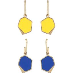 Aatmana Yellow & Blue Gold-Plated Drop Earrings for Women & Girls - Pack of 2-image-3