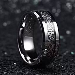 KARISHMA KREATIONS Stainless Steel Celtic Engraved Dragon Finger Ring-43