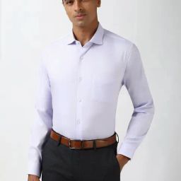 Peter England Purple Cotton Slim Fit Shirt-image-90