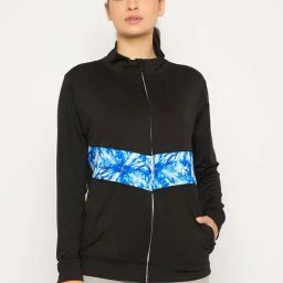 Clovia Blue Regular Fit Printed Sports Jacket-image-98