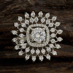 Kushal's Fashion Jewellery Rhodium Plated Cubic Zirconia Studded Finger Ring-image-66