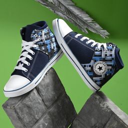 sneakers villa Women Blue Printed Sneakers-image-90