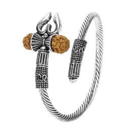 YouBella Silver Plated Oxidized Shiva Trishul Style Bracelet for Men-image-72