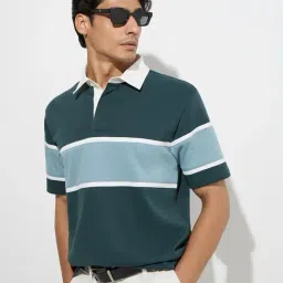 WES Casuals by Westside Teal Relaxed-Fit Cotton-Blend Polo T-Shirt-picture-4