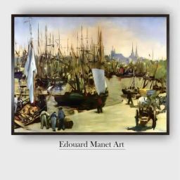 The Art House Green & Blue Port of Bordeaux Wooden Framed Canvas Painting Wall Art-image-8