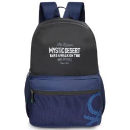 United Colors of Benetton Wilder Black & Navy Polyester Printed Backpack-image-75