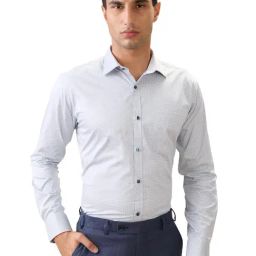 Park Avenue Grey Pure Cotton Slim Fit Printed Formal Shirt-picture-20