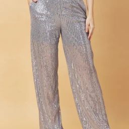 Being Human Grey Embellished Mid Rise Pants-picture-5