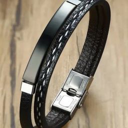 YouBella European Hot Retro Style Leather Band Black Bracelet for Men-19