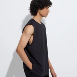 Studiofit by Westside Black Solid Relaxed-Fit Cotton-Blend T-Shirt-image-12