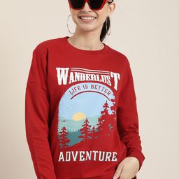 HERE&NOW Pure Cotton Graphic Printed Casual Sweatshirt-picture-22