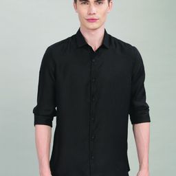 Blu MNKY Men Smart Slim Fit Solid Spread Collar Cotton Casual Shirt-picture-13