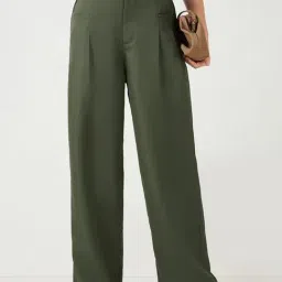 Bewakoof Green Polyester Solid Trousers-picture-46