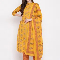 Vbuyz Women Yellow Printed Kurta with Trousers & Dupatta-image-31