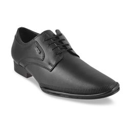 Metro Men Black Leather Formal Shoes-picture-0