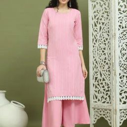 Jompers Pink Cotton Regular Fit Striped Kurtas-image-76